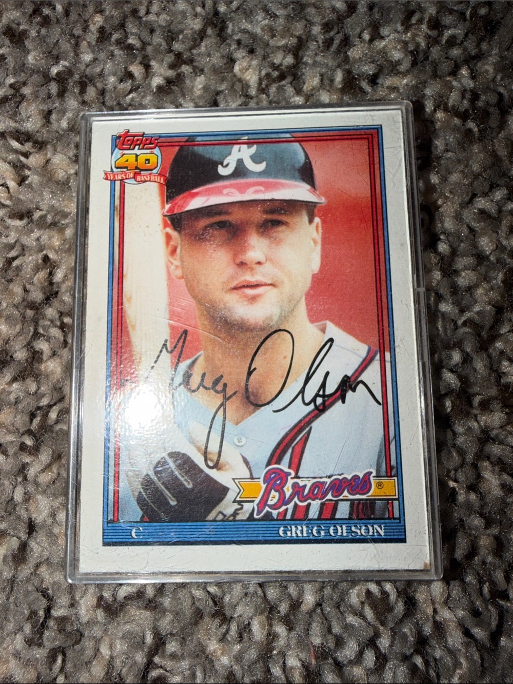 Greg Olson autographed card topps 40 years of baseball
